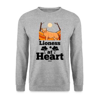 Löwenmutter Frau Wildnis Afrika - Unisex Pullover - Weißgrau meliert - Vorne - Alina (178cm) & Michal (187cm)