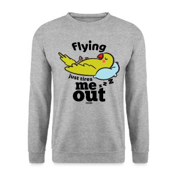 fliegen macht den Papagei müde - Unisex Pullover - Weißgrau meliert - Vorne - Alina (178cm) & Michal (187cm)