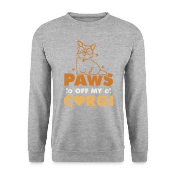 Pfote Corgi Hund Welpe - Unisex Pullover - Weißgrau meliert - Vorne - Alina (178cm) & Michal (187cm)