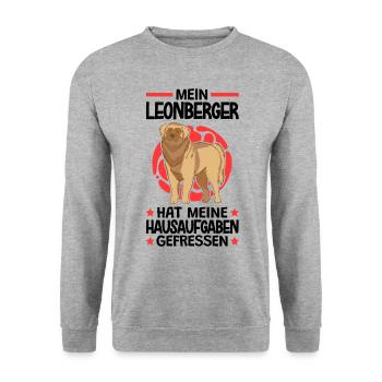 Leonberger hat meine Hausaufgaben gefressen - Unisex Pullover - Weißgrau meliert - Vorne - Alina (178cm) & Michal (187cm)
