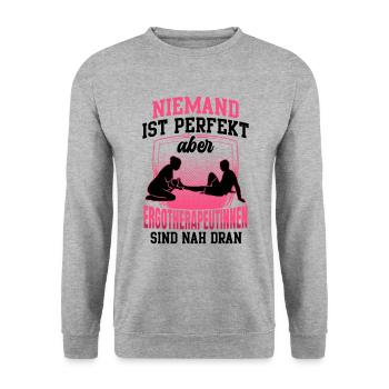 Ergotherapeutin ist perfekt Ergotherapie - Unisex Pullover - Weißgrau meliert - Vorne - Alina (178cm) & Michal (187cm)