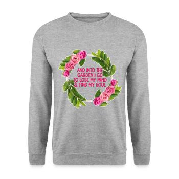 And Into The Garden I Go To Lose My Mind And Find - Unisex Pullover - Weißgrau meliert - Vorne - Alina (178cm) & Michal (187cm)