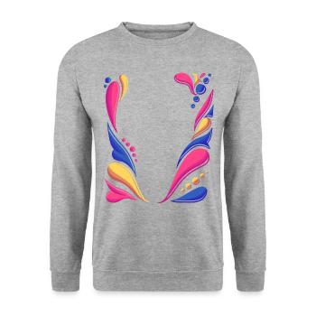 bunte Kunst Gemälde Farben und Formen - Unisex Pullover - Weißgrau meliert - Vorne - Alina (178cm) & Michal (187cm)