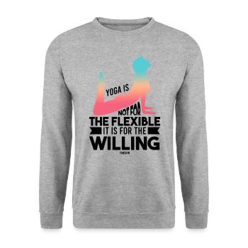 Yoga Buddhismus Frau Mutter Sport - Unisex Pullover - Weißgrau meliert - Vorne - Alina (178cm) & Michal (187cm)