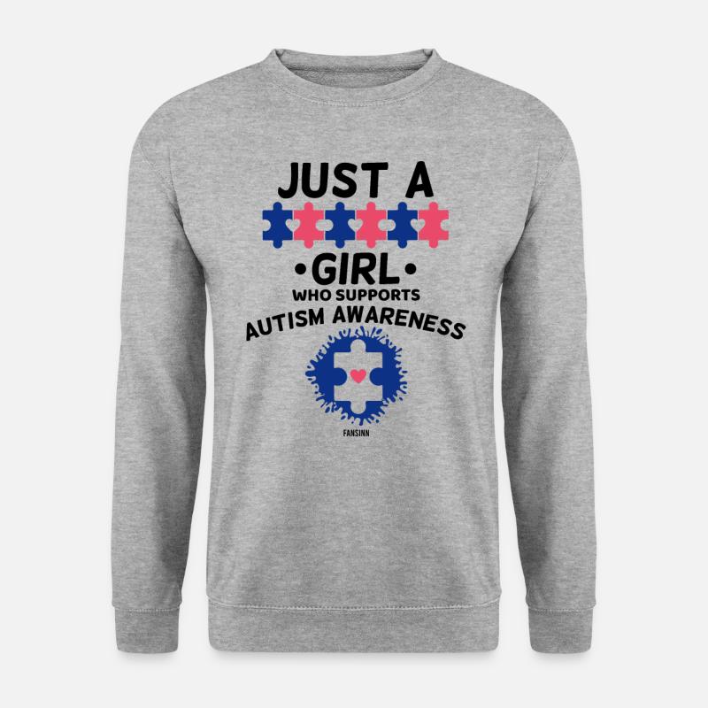 Mädchen unterstützt Autisten - Unisex Pullover - Weißgrau meliert
