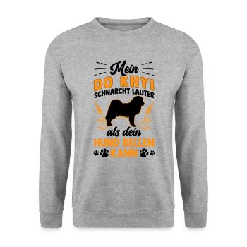 Do Khyi schnarcht lauter Tibetmastiff Tibetdogge - Unisex Pullover - Weißgrau meliert - Vorne - Alina (178cm) & Michal (187cm)