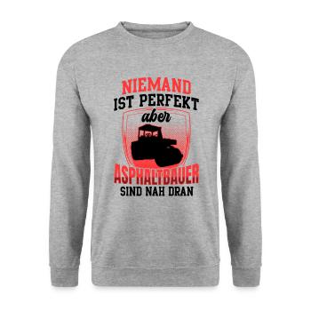 Asphaltbauer sind perfekt Asphaltierer - Unisex Pullover - Weißgrau meliert - Vorne - Alina (178cm) & Michal (187cm)