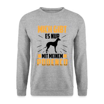 Podenco mich gibt es nur mit spanischer Podenco - Unisex Pullover - Weißgrau meliert - Vorne - Alina (178cm) & Michal (187cm)