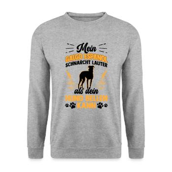 Mein Galgo schnarcht lauter Galgo Espanol - Unisex Pullover - Weißgrau meliert - Vorne - Alina (178cm) & Michal (187cm)