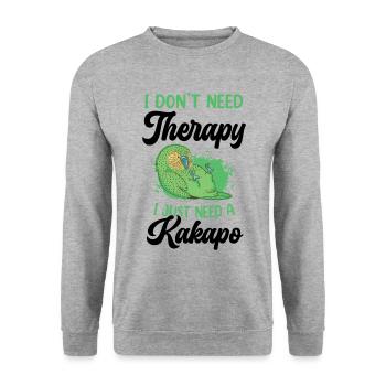 Kakapo brauche keine Therapie flugunfähiger Kakapo - Unisex Pullover - Weißgrau meliert - Vorne - Alina (178cm) & Michal (187cm)