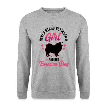 Girl and her Eurasier Eurasian Dog - Unisex Sweatshirt - salt & pepper - Front - Alina (178cm) & Michal (187cm)