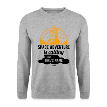 Astronaut Weltraum Mädchen Rakete - Unisex Pullover - Weißgrau meliert - Vorne - Alina (178cm) & Michal (187cm)