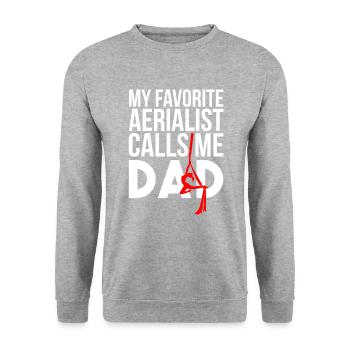 aerialist calls me dad, Aerialist Aerial Silks - Unisex Pullover - Weißgrau meliert - Vorne - Alina (178cm) & Michal (187cm)