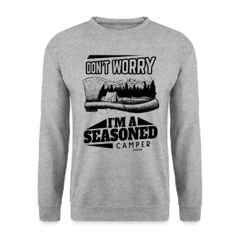 Camping - Unisex Pullover - Weißgrau meliert - Vorne - Alina (178cm) & Michal (187cm)