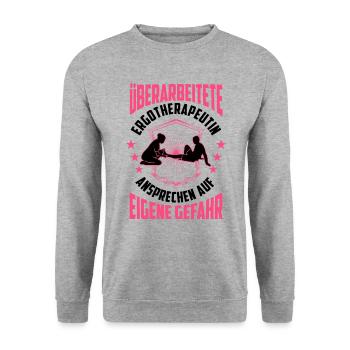 Überarbeitete Ergotherapeutin Ergotherapie - Unisex Pullover - Weißgrau meliert - Vorne - Alina (178cm) & Michal (187cm)