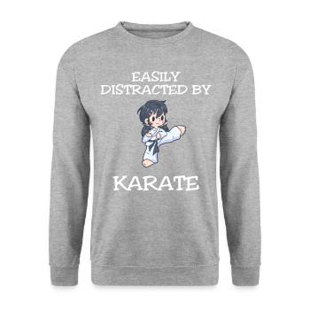 Easily Distracted By Karate - Unisex Pullover - Weißgrau meliert - Vorne - Alina (178cm) & Michal (187cm)