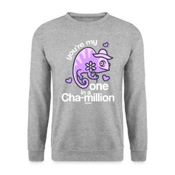 Chamäleon - Unisex Pullover - Weißgrau meliert - Vorne - Alina (178cm) & Michal (187cm)