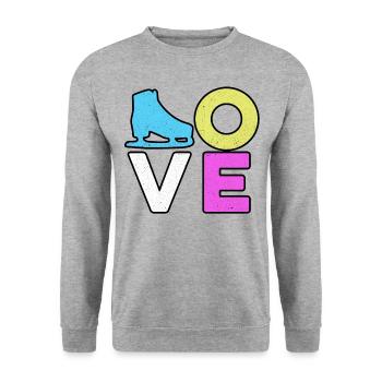 Love Graphic Ice Skating Figure Skater Ice Skater - Unisex Pullover - Weißgrau meliert - Vorne - Alina (178cm) & Michal (187cm)