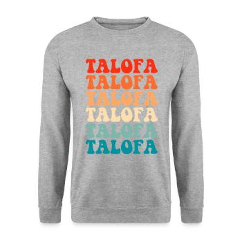 talofa,samoa - Unisex Pullover - Weißgrau meliert - Vorne - Alina (178cm) & Michal (187cm)