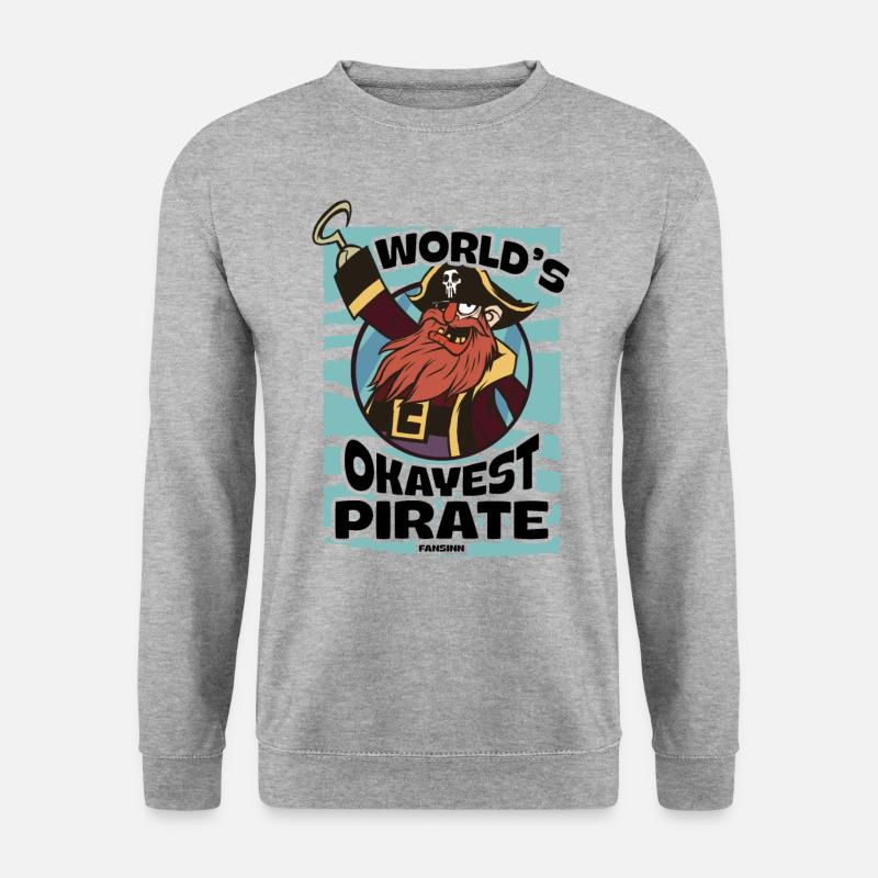 World's Okayest Pirate - Unisex Pullover - Weißgrau meliert