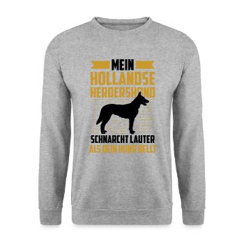 Mein Hollandse Herdershond schnarcht lauter - Unisex Pullover - Weißgrau meliert - Vorne - Alina (178cm) & Michal (187cm)