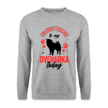 Talk only to Ovcharka Caucasian Ovcharka - Unisex Sweatshirt - salt & pepper - Front - Alina (178cm) & Michal (187cm)