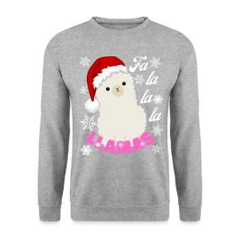 Falala Llamas - Sweat-shirt Unisexe - gris chiné - Devant - Alina (178cm) & Michal (187cm)