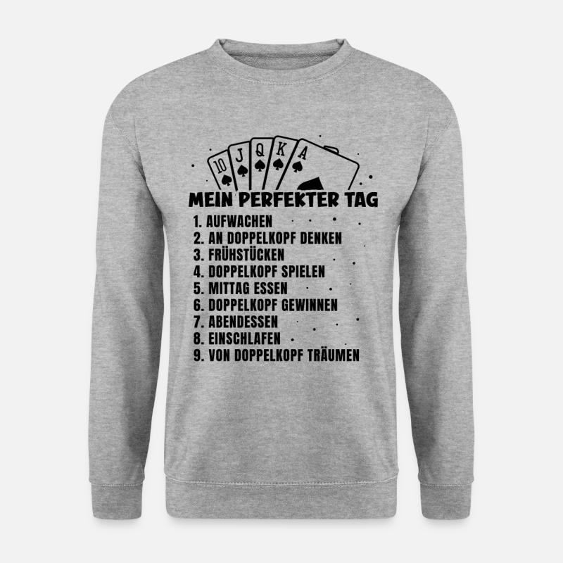 Mein Perfekter Tag Doppelkopf - Unisex Pullover - Weißgrau meliert