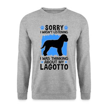 Thought of Lagotto Romagnolo Truffle dog - Unisex Sweatshirt - salt & pepper - Front - Alina (178cm) & Michal (187cm)