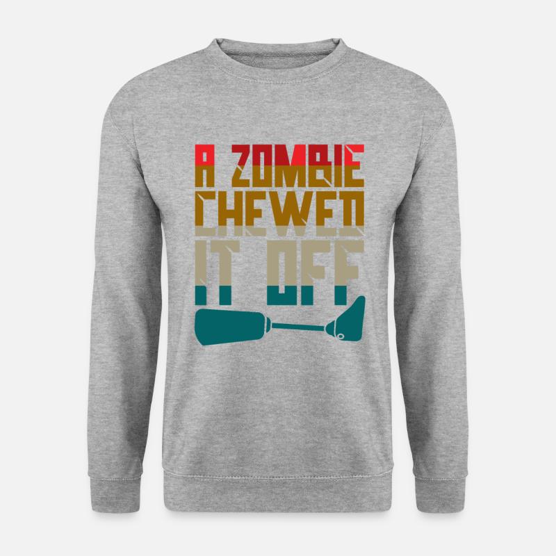 A Zombie Chewed It Off - Unisex Pullover - Weißgrau meliert