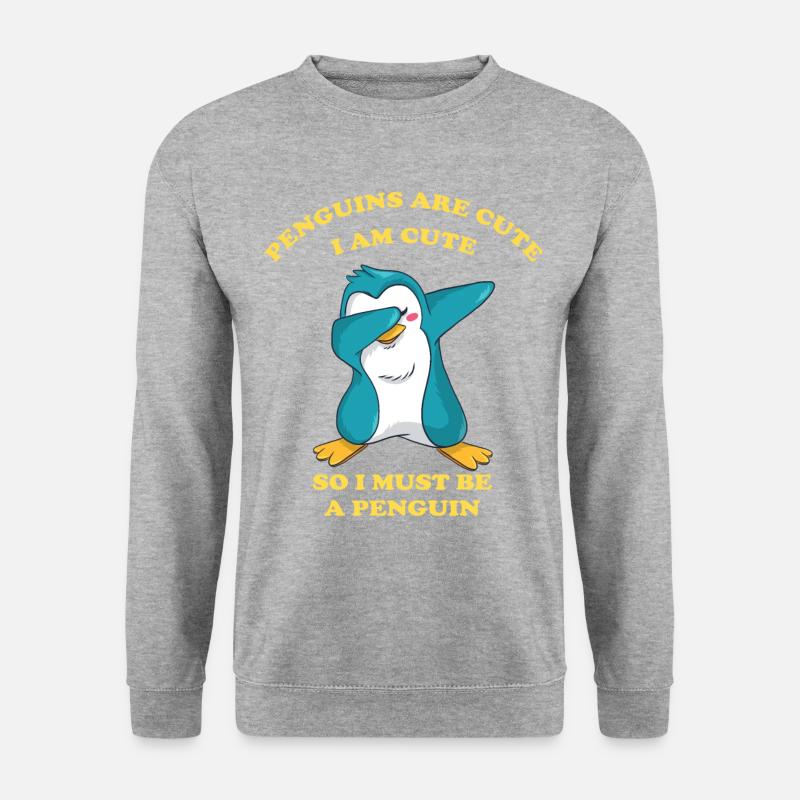 dabbing Pinguin - Unisex Pullover - Weißgrau meliert