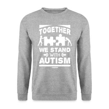 Autismus Awareness Puzzle - Unisex Pullover - Weißgrau meliert - Vorne - Alina (178cm) & Michal (187cm)