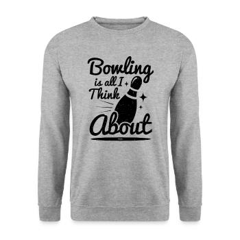 Bowlingliebhaber Bowler Verein Team Hobby - Unisex Pullover - Weißgrau meliert - Vorne - Alina (178cm) & Michal (187cm)
