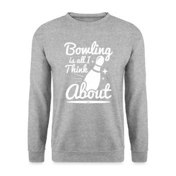 Bowling Pin Spiel Spaß - Unisex Pullover - Weißgrau meliert - Vorne - Alina (178cm) & Michal (187cm)