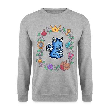 Kinder Drache Fabelwesen Märchen - Unisex Pullover - Weißgrau meliert - Vorne - Alina (178cm) & Michal (187cm)