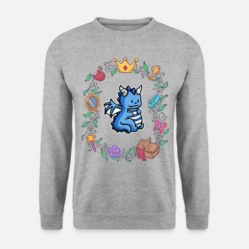 Kinder Drache Fabelwesen Märchen - Unisex Pullover - Weißgrau meliert