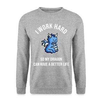 I Work Hard So My Dragon Can Have A Better Life - Unisex Pullover - Weißgrau meliert - Vorne - Alina (178cm) & Michal (187cm)