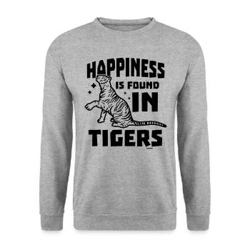 starker Tiger aus dem asiatischen Dschungel - Unisex Pullover - Weißgrau meliert - Vorne - Alina (178cm) & Michal (187cm)