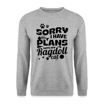 Ragdoll Spruch - Unisex Pullover - Weißgrau meliert - Vorne - Alina (178cm) & Michal (187cm)