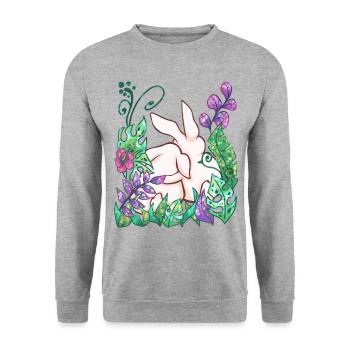 Hase Tier Geschenk Dschungel - Unisex Pullover - Weißgrau meliert - Vorne - Alina (178cm) & Michal (187cm)