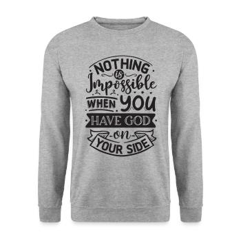 Nothing Is Impossible When You Have God Saying - Unisex Sweatshirt - salt & pepper - Front - Alina (178cm) & Michal (187cm)