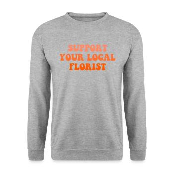 Suport your local florist, Flowers Gardener floris - Unisex Pullover - Weißgrau meliert - Vorne - Alina (178cm) & Michal (187cm)