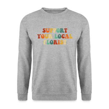 Suport your local florist, Flowers Gardener floris - Unisex Pullover - Weißgrau meliert - Vorne - Alina (178cm) & Michal (187cm)