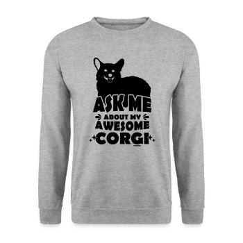 Corgi Hund - Unisex Pullover - Weißgrau meliert - Vorne - Alina (178cm) & Michal (187cm)