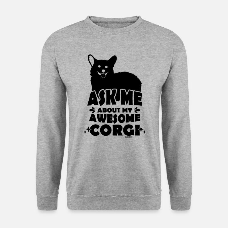 Corgi Hund - Unisex Pullover - Weißgrau meliert