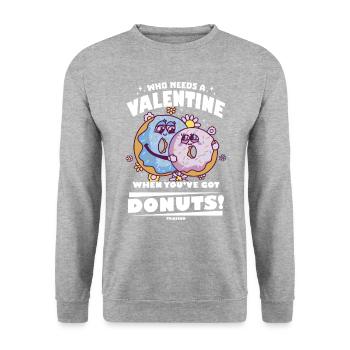 Donut - Unisex Pullover - Weißgrau meliert - Vorne - Alina (178cm) & Michal (187cm)