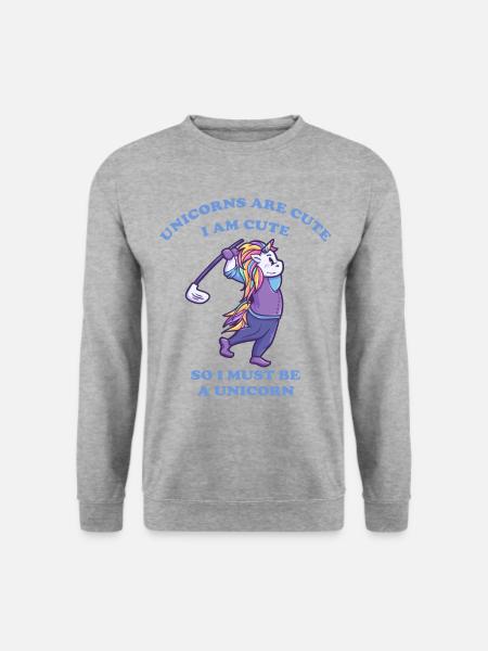 golfende Einhörner sind süß ich bin süß - Unisex Pullover - Weißgrau meliert