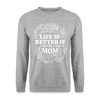 Gemüse und Veganismus für Mama - Unisex Pullover - Weißgrau meliert - Vorne - Alina (178cm) & Michal (187cm)