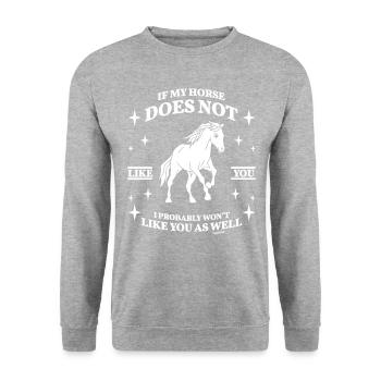 Pferd reiten Spruch Reutverein Pferdestall - Unisex Pullover - Weißgrau meliert - Vorne - Alina (178cm) & Michal (187cm)