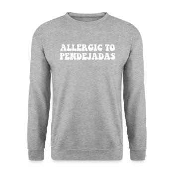 Allergic To Pendejadas, Spanish - Unisex Pullover - Weißgrau meliert - Vorne - Alina (178cm) & Michal (187cm)